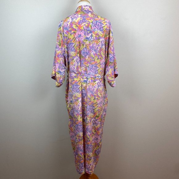 The Lingerie‎ Collection Robe Large Purple Multicolor Floral 3/4 Kimono Sleeve - Picture 6 of 10